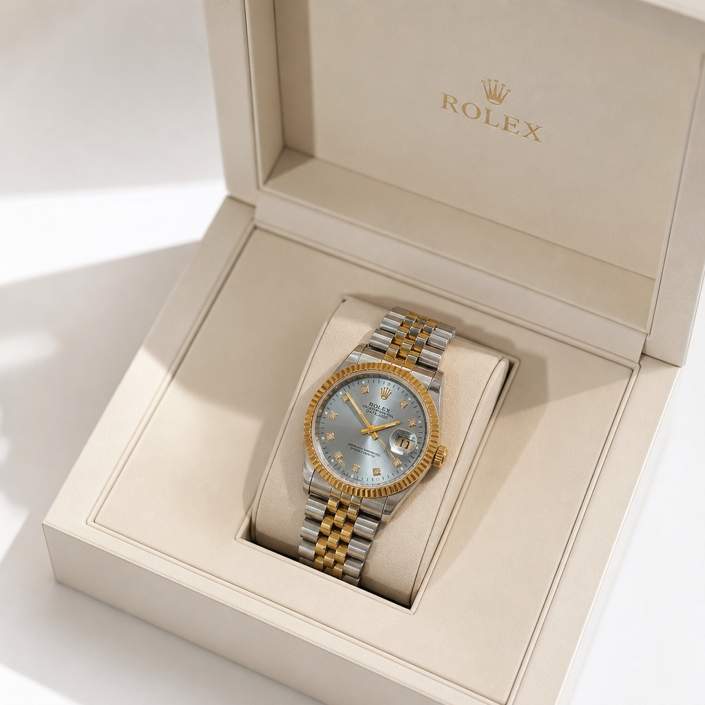 ساعت زنانه برند ROLEX مدل دیت جاست تیفانی