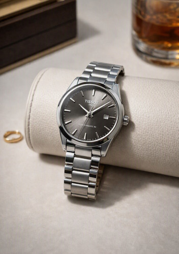 ساعت مردانه برند TISSOT پاورماتیک رنگ خاکستری